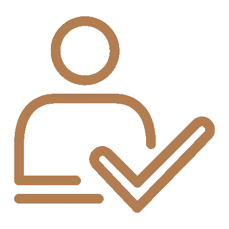 Person with checkmark icon representing patient approval and dental care quality assurance.