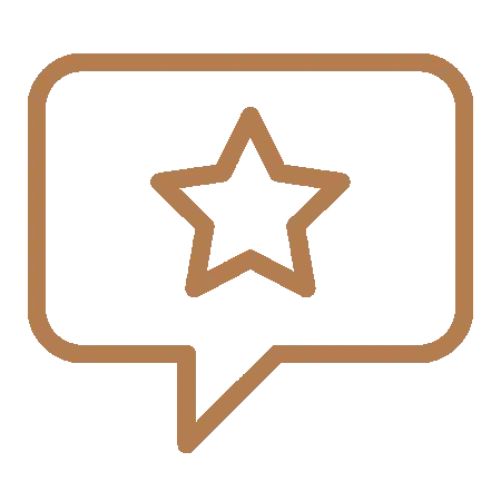 Speech bubble with star icon representing customer reviews or testimonials for Hometown Dental
