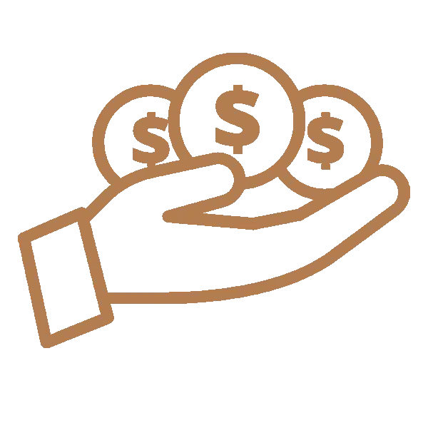 Hand holding three dollar coins representing dental savings or affordable pricing.